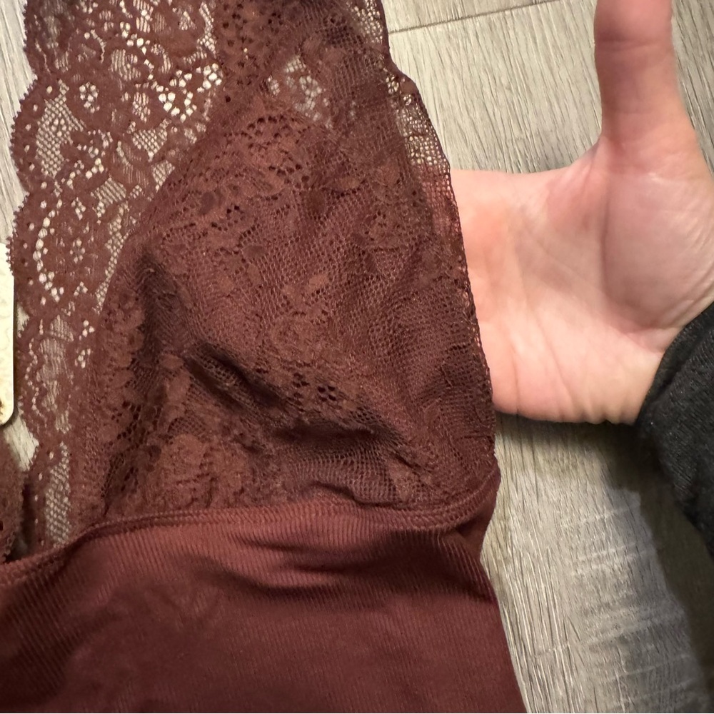 NWT Intimately FREE PEOPLE Power Play Cami Top Bittersweet Cocoa Brown Lace - Picture 7 of 12